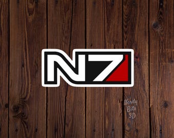 Mass Effect N7 Sticker | N7 Logo Vinyl Decal | Waterproof Gamer Sticker | Commander Shepard Gaming Sticker | Laptop Water Bottle Decal