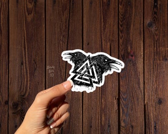 Viking Stickers: Huginn & Muninn Valknut  | Water Bottle Sticker | Waterproof Sticker | Laptop | Vinyl Sticker | Decal