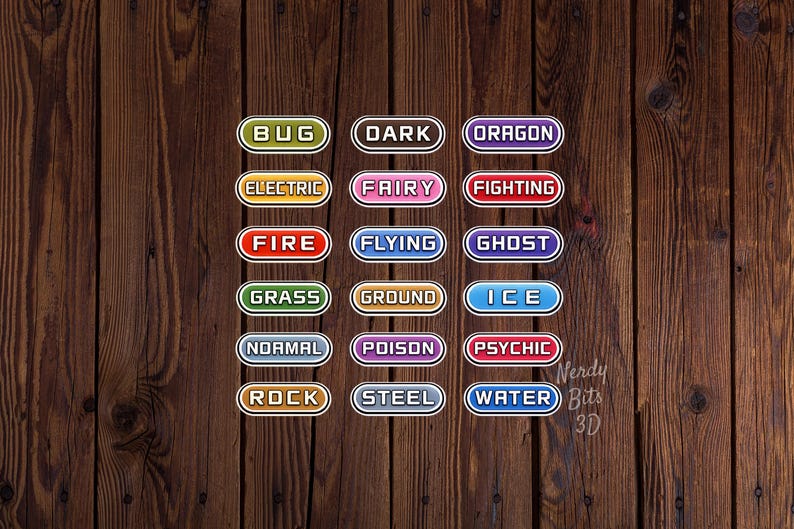 Pokemon Type Sticker | Waterproof Vinyl Decal | Water Bottle Laptop Sticker | Gaming Anime Sticker | Single or Full Set image 1
