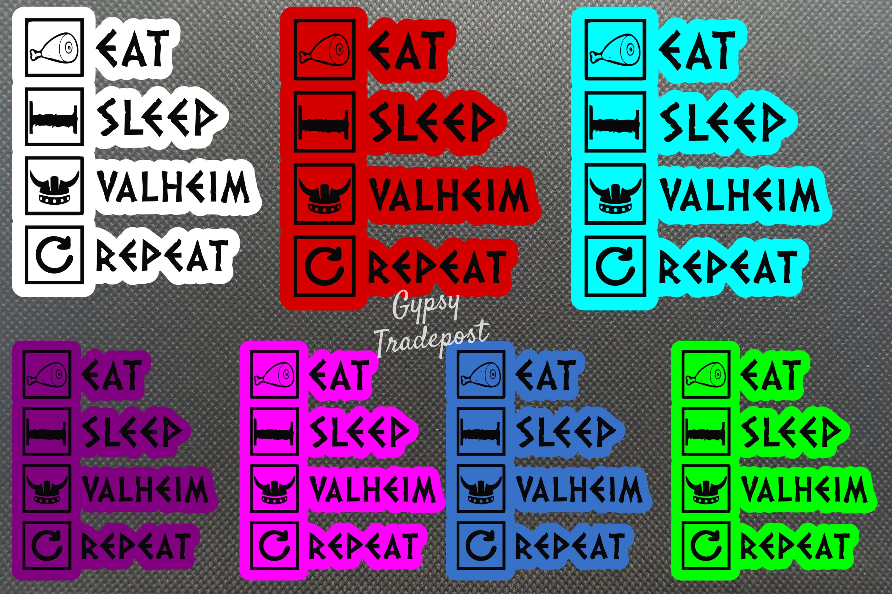 Valheim Stickers EatSleepValheimRepeat Water bottle Etsy