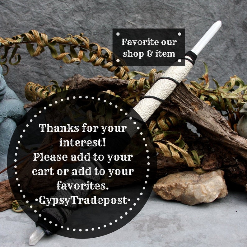 Clay Twilight Magic Wand XL /& Double-sided Wood Leather Ritual Celtic Pagan Witch Fairy Mage Wizard Renaissance Costume Halloween
