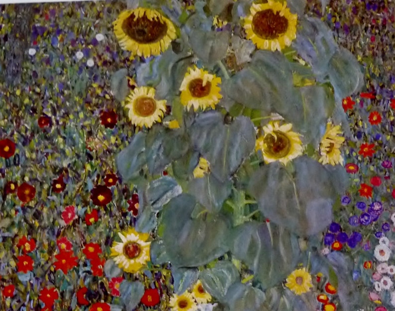 Farm Garden with Sunflowers by Gustav Klimt Vintage Poster | Etsy