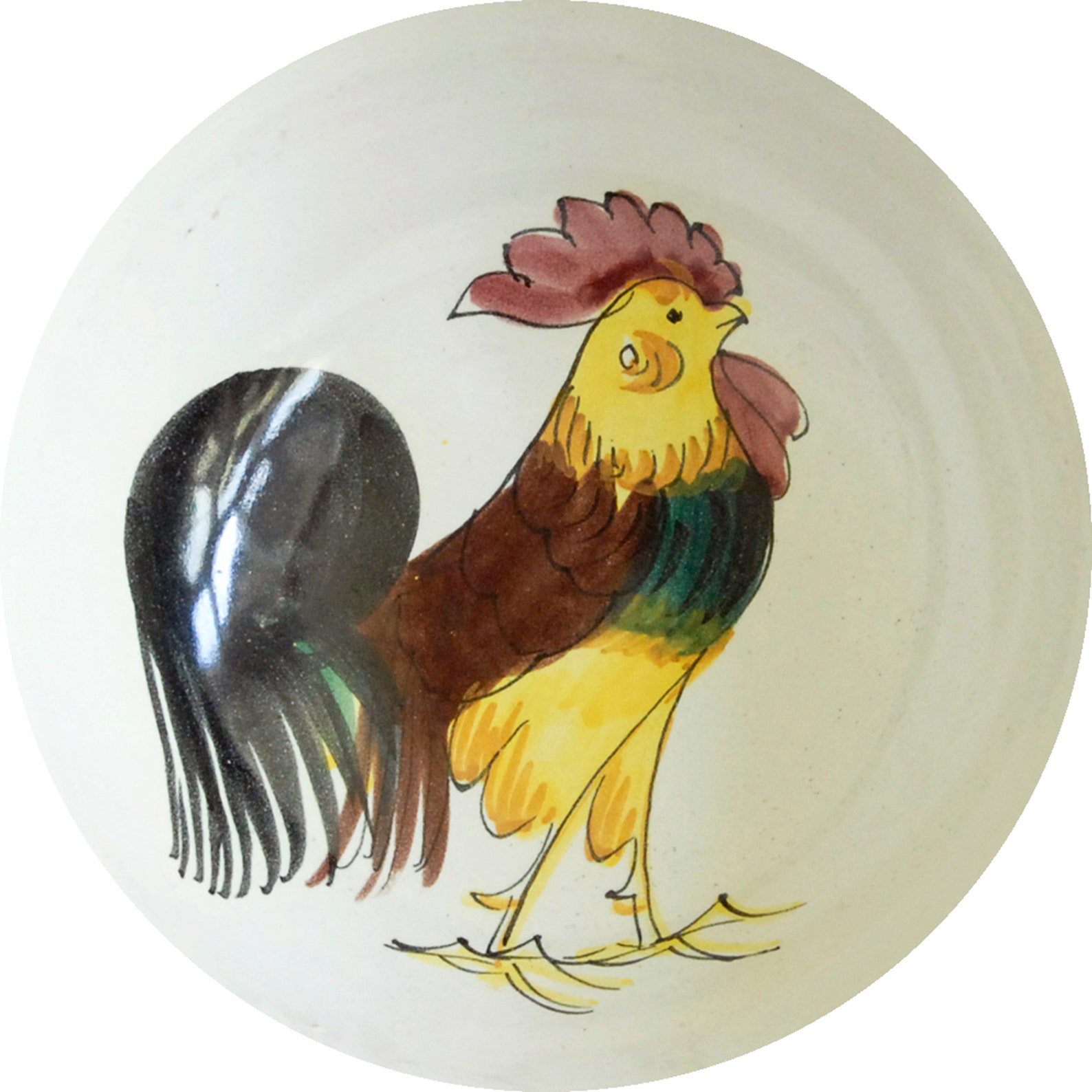 Italian Footed Bowl with Rooster Motif Ceramic Rooster Bowl Etsy