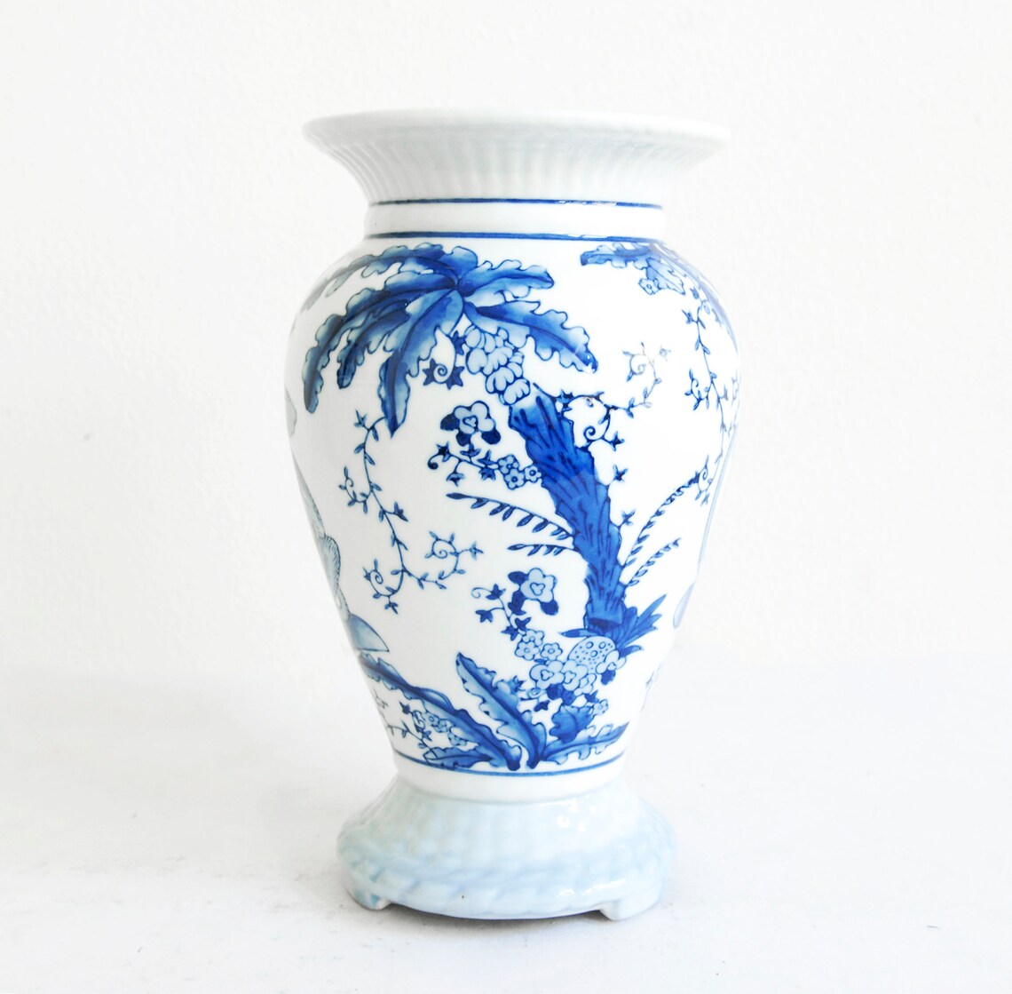Blue White Chinoiserie Vase Speak No Evil See No Evil Monkeys Etsy
