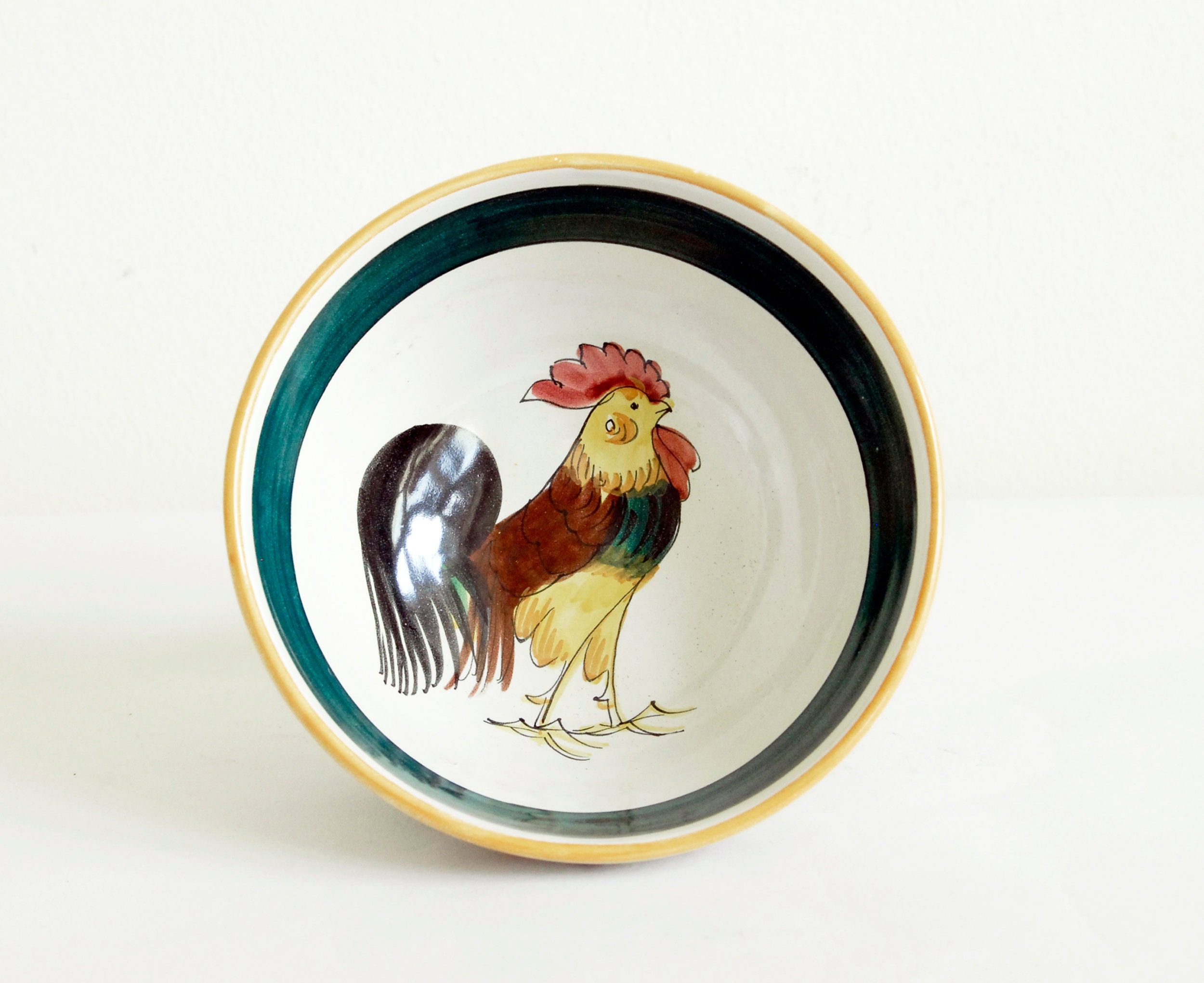 Italian Footed Bowl with Rooster Motif Ceramic Rooster Bowl Etsy