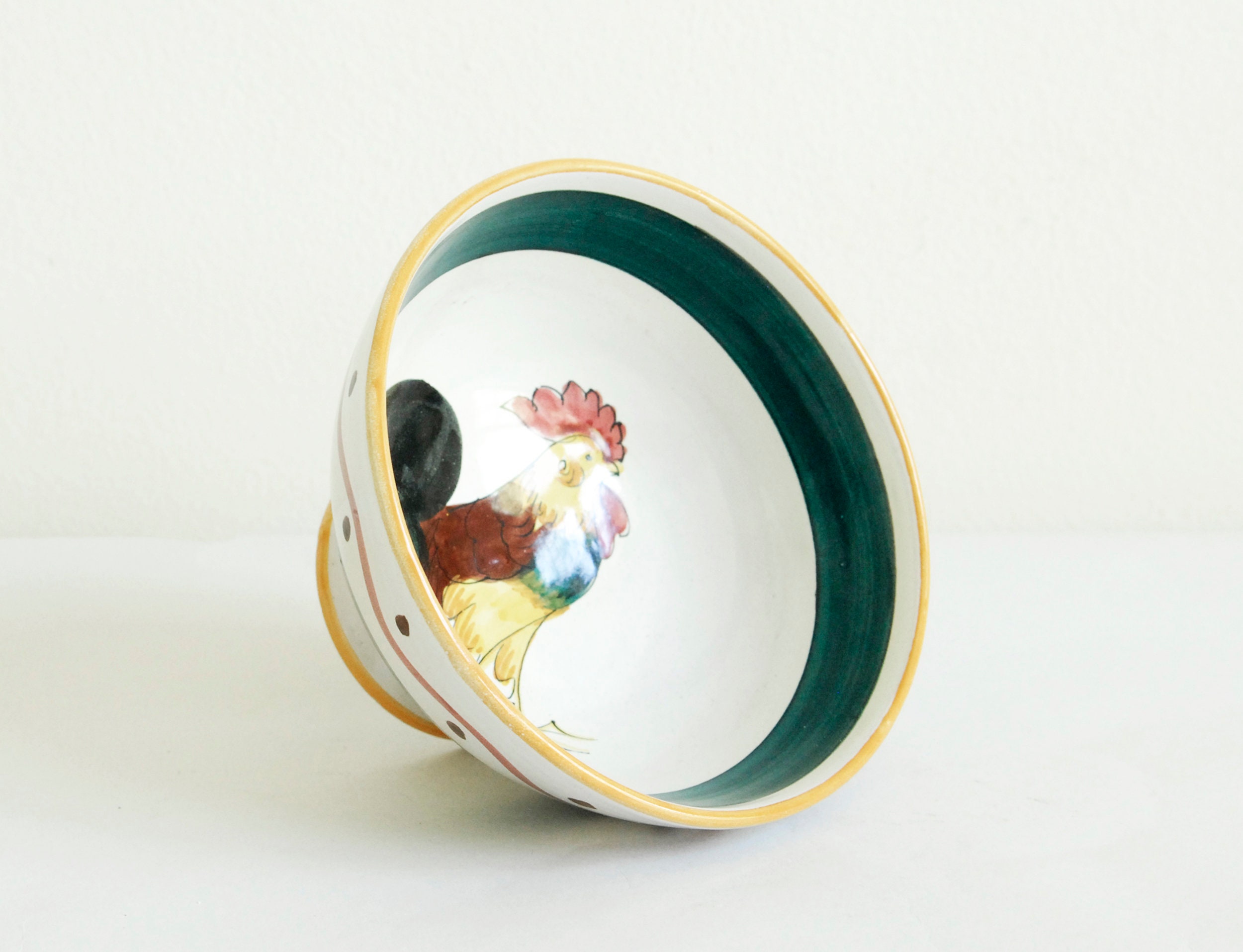 Italian Footed Bowl with Rooster Motif Ceramic Rooster Bowl Etsy
