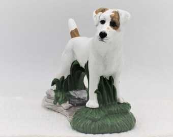 Jack Russell Terrier Figurine 6x6 Realistic Parson Dog Figure Collectible Knick Knack Hand-painted