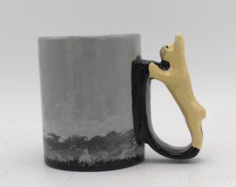 French Bulldog Mug Cream Frenchie Dog Handle Mug Novelty Drinkware Coffee Cup
