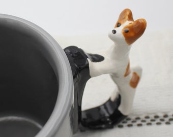 Chihuahua Mug Short-hair White Red Chi Dog Handle Novelty Cup