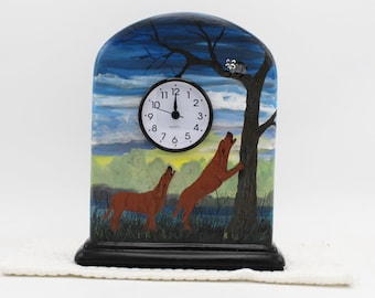 Redbone Coonhound Table Clock Hunting Coon dog Mantel Unique One of a Kind