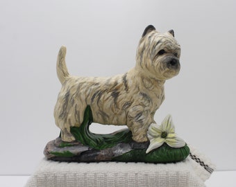 Cairns Terrier Figurine 5x6 Realistic Cream Brindle Dog Figure Collectible Knick Knack Hand-painted