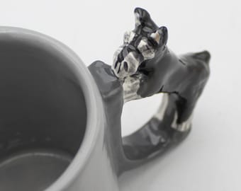Schnauzer Black Silver Mug Dog Handle Coffee Cup Giant Standard Mini Dog Lovers Drink-ware