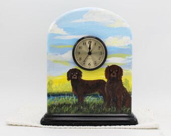 Boykin Spaniel Table Clock Hunting Brown Dog Mantel Unique One of a Kind