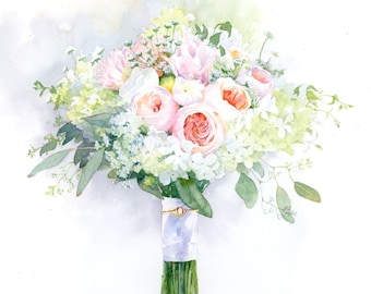 Custom Bridal Bouquet Painting in Watercolor