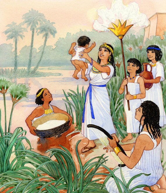 Baby Moses Discovered By Pharoah s Daughter Archival Etsy baby-moses-discovered-by-pharoah-s-daughter-archival-etsy