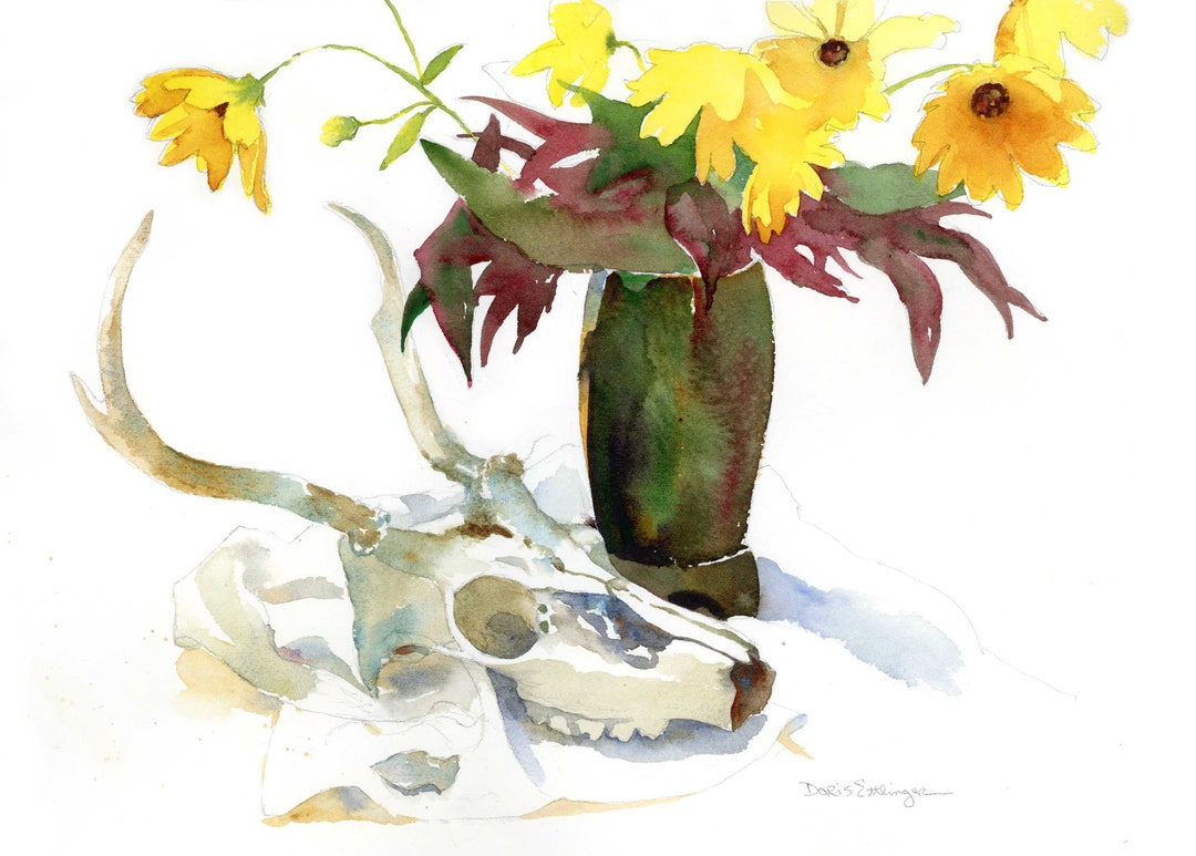 Still Life With Jerusalem Artichokes and Deer Skull Original Etsy