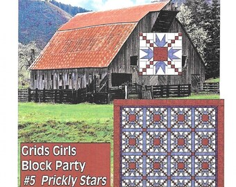 Grids Girls Block Party 5 Prickly Stars - Pattern only