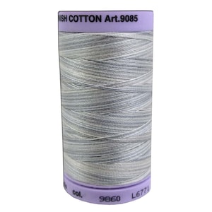 Mettler, #50 500 yards, sidenfinish 100% bomullstråd, brokig 9860, 9823, 0322