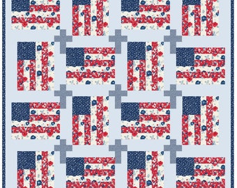 God and Country-quiltpatroon - patriottische quilt, Americana-quilt, quilt van moed-project, papieren afdrukversie per post verzonden