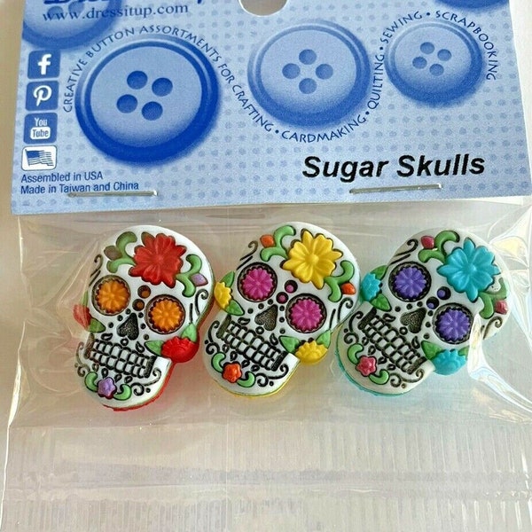 Sugar Skull Buttons - Jesse James-Dress it up buttons