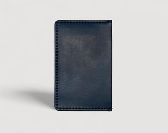 English Bridle Card Holder  with Money Clip - Navy