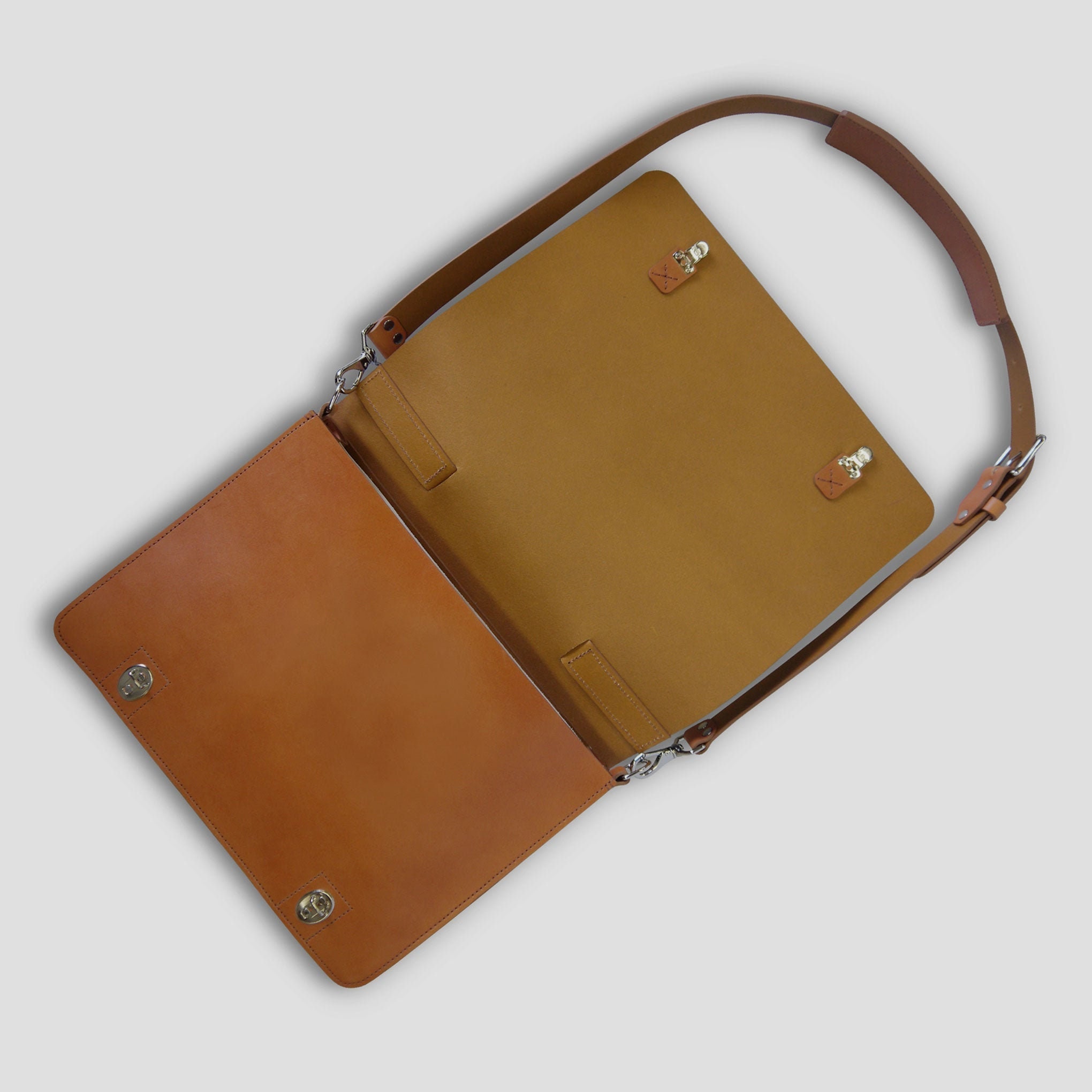 15.25 Handmade Messenger Bag Fullgrain Leather Medium Etsy