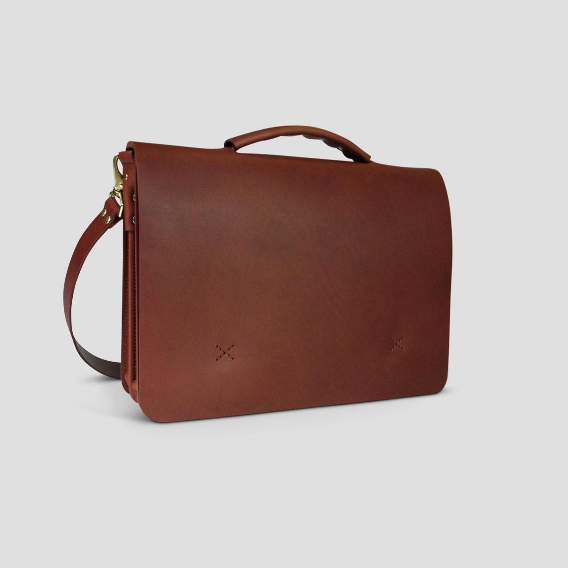 15.25 Handmade Messenger Bag Fullgrain Leather Medium Etsy