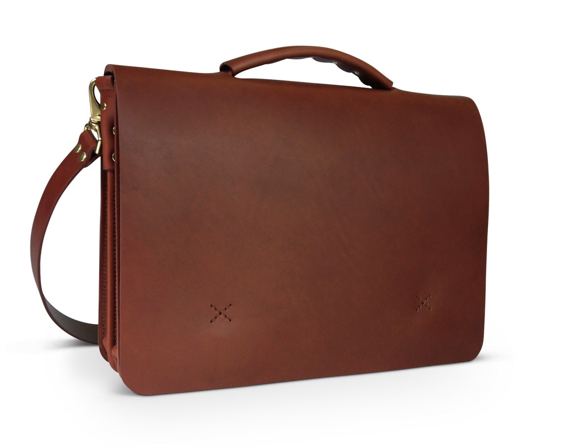 15.25 Handmade Messenger Bag FullGrain Leather Medium Etsy