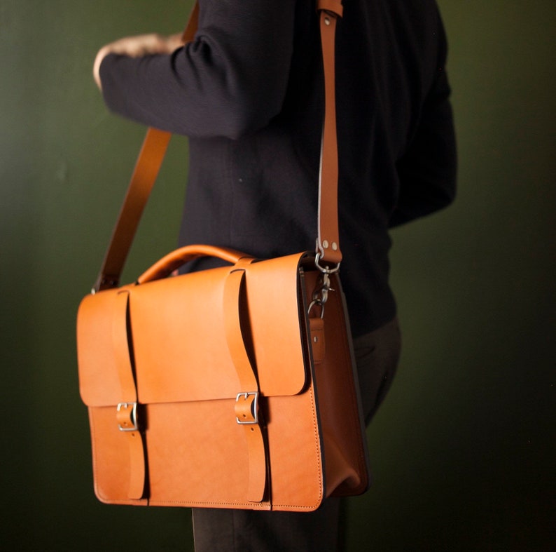 Leather Messenger Bag for Men / Briefcase / Laptop Bag Etsy