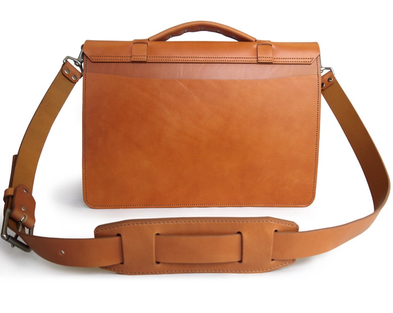 Classic Messenger Bag Full Grain English Tan Bridle Leather Two compartments image 5