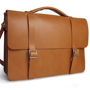 Classic Messenger Bag Full Grain English Tan Bridle Leather Two compartments image 4