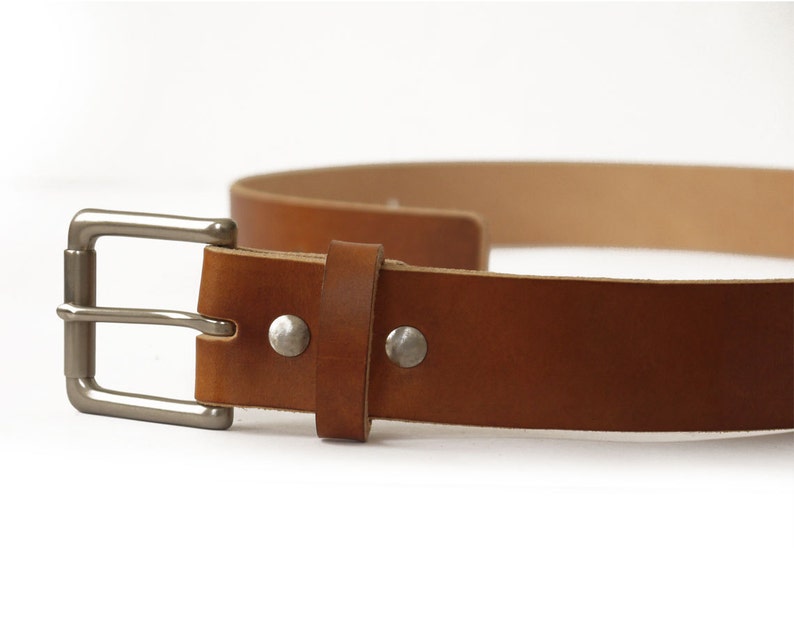 Mens Handmade Medium Brown Vegtan Leather Belt Brass Buckles Etsy