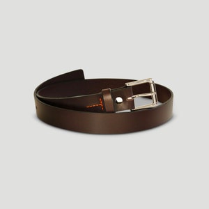 Mens Handmade Dark Brown Leather Belt, full grain bridle leather, 1.25 Width image 1