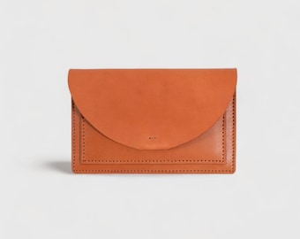 Handmade Women's full grain leather wallet - English Tan