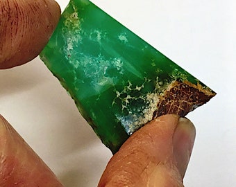 Chrysoprase Stone Slab - Natural Edge Green Gemstone, 68 Carats