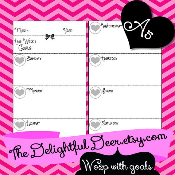 Items similar to Filofax Printable Week on 2 Pages WO2P With GOALS A5 ...
