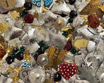 Heavy Metal Mix 1/2 - 3 lb Vintage Bronze Silver Findings Thailand Charms Stampings India Beads Lot Jewelry Making Supplies Destash Craft