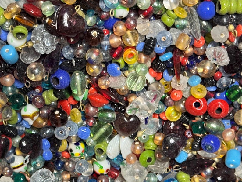 EVERYTHING MIX Vintage India Glass Beads Bulk Lot 1/2–4 lb Options - Assorted Shapes Sizes Colors - Jewelry Making NOS Craft Supplies image 8