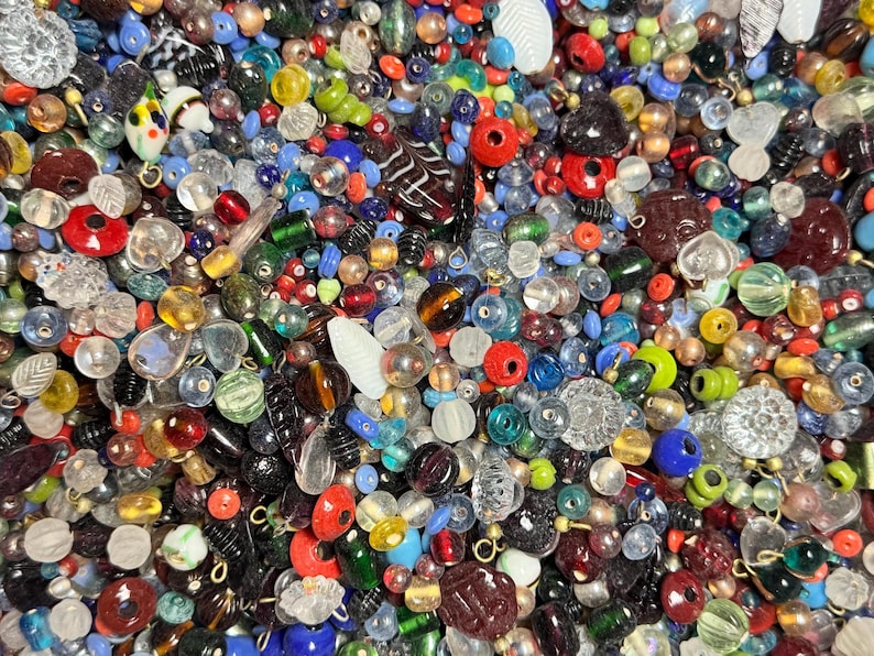 EVERYTHING MIX Vintage India Glass Beads Bulk Lot 1/2–4 lb Options - Assorted Shapes Sizes Colors - Jewelry Making NOS Craft Supplies image 10