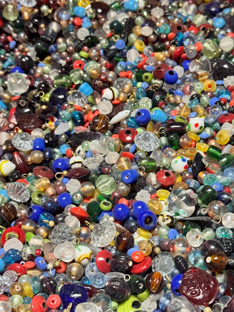 EVERYTHING MIX Vintage India Glass Beads Bulk Lot 1/2–4 lb Options - Assorted Shapes Sizes Colors - Jewelry Making NOS Craft Supplies image 12