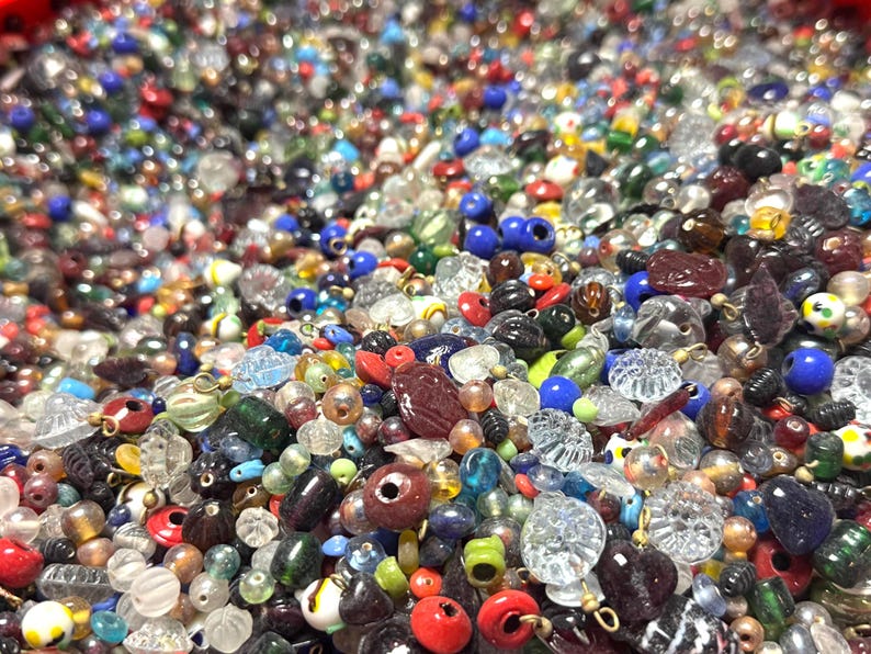 EVERYTHING MIX Vintage India Glass Beads Bulk Lot 1/2–4 lb Options - Assorted Shapes Sizes Colors - Jewelry Making NOS Craft Supplies image 13