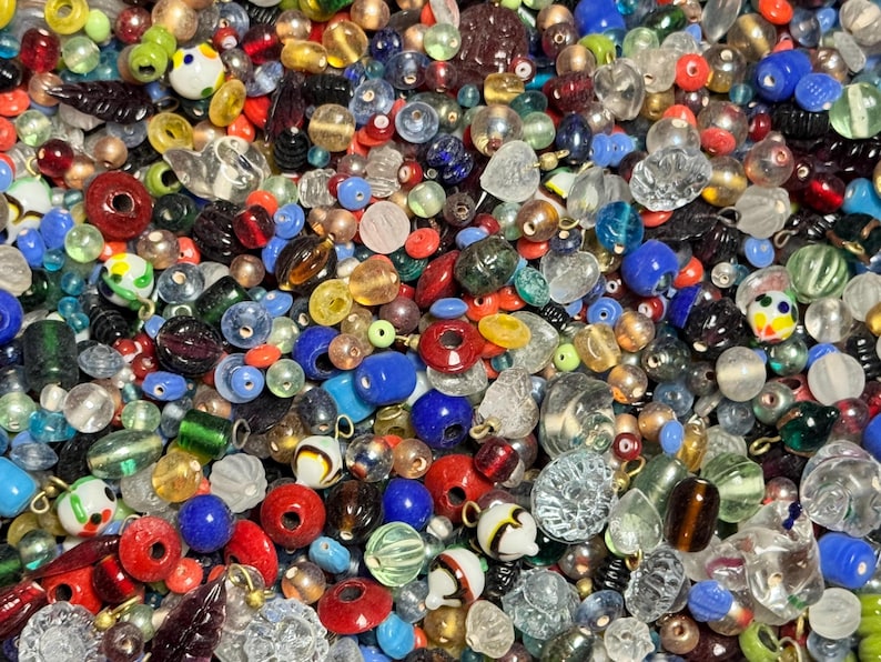 EVERYTHING MIX Vintage India Glass Beads Bulk Lot 1/2–4 lb Options - Assorted Shapes Sizes Colors - Jewelry Making NOS Craft Supplies image 7