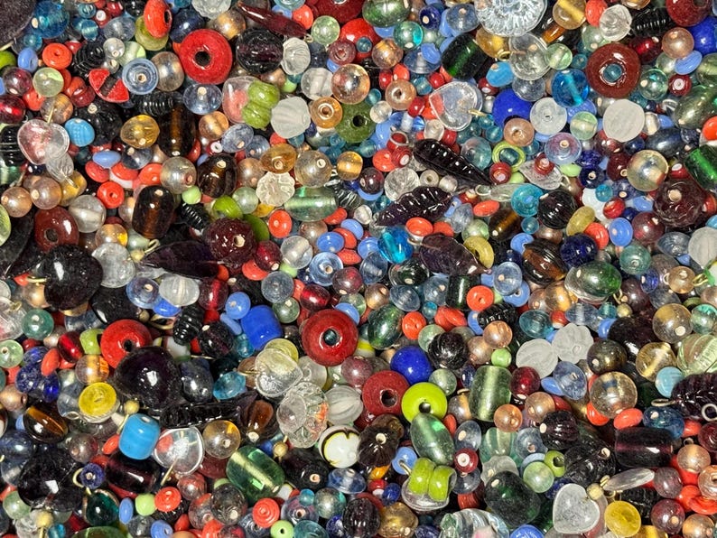 EVERYTHING MIX Vintage India Glass Beads Bulk Lot 1/2–4 lb Options - Assorted Shapes Sizes Colors - Jewelry Making NOS Craft Supplies image 9