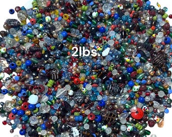 EVERYTHING MIX, perles de verre indiennes vintage en vrac, 1/2 à 4 livres, options - Formes assorties, tailles, couleurs - Fabrication de bijoux Nos fournitures créatives