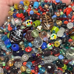 EVERYTHING MIX Vintage India Glass Beads Bulk Lot 1/2–4 lb Options - Assorted Shapes Sizes Colors - Jewelry Making NOS Craft Supplies image 2