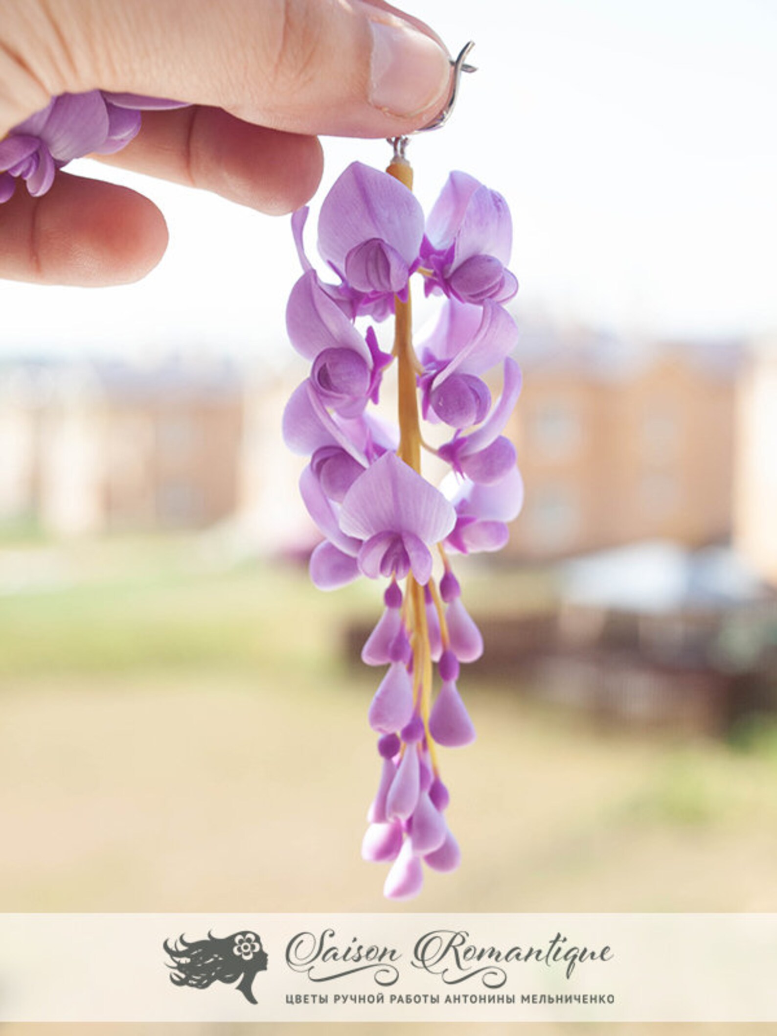 Long Earrings Wisteria Polymer Clay Flowers Mothers Day Etsy