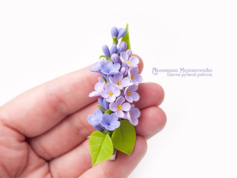 Hair Clip Lavender Lilac Syringa Polymer Clay Flowers Etsy