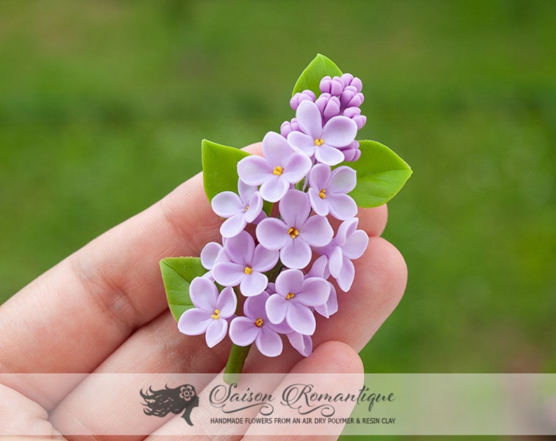 Brooch Lilac Syringa Polymer Clay Flowers Etsy