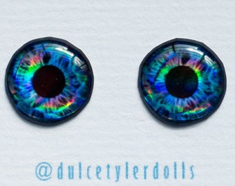 Blythe Holographic Eye Chips - EYEB024SH - Custom Blythe Eyechips blue OOAK