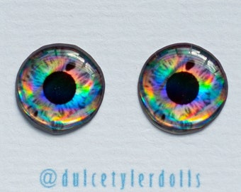 Blythe Holographic Eye Chips - EYEB035SH - Custom Blythe Eyechips gray OOAK